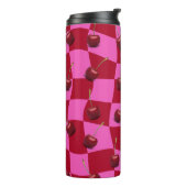 Personalized Cherry Gingham Retro Custom Name Thermosbeker (Gedraaid links)