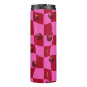 Personalized Cherry Gingham Retro Custom Name Thermosbeker (Achterkant)