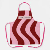 Personalized Cherry Red and Pink Wavy Stripe Schort (Voorkant)