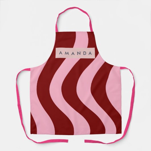 Personalized Cherry Red and Pink Wavy Stripe Schort (Voorkant)
