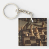 Personalized Chess Board Photo Minimal Men's Name Sleutelhanger (Voorkant)