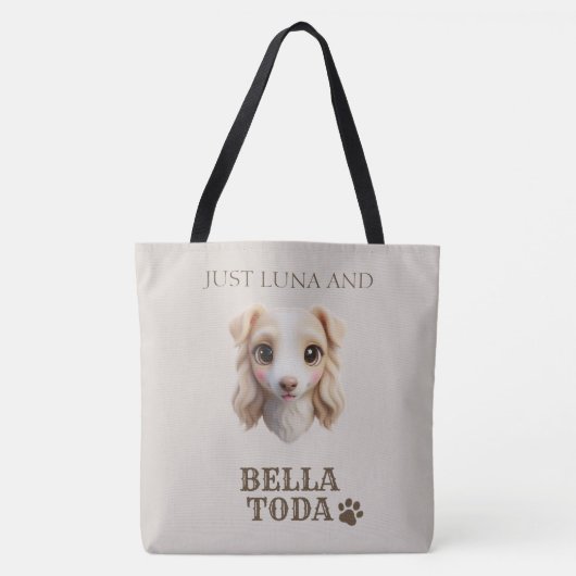 Personalized Chibi Dog & Owner Name Tote Bag (Voorkant)
