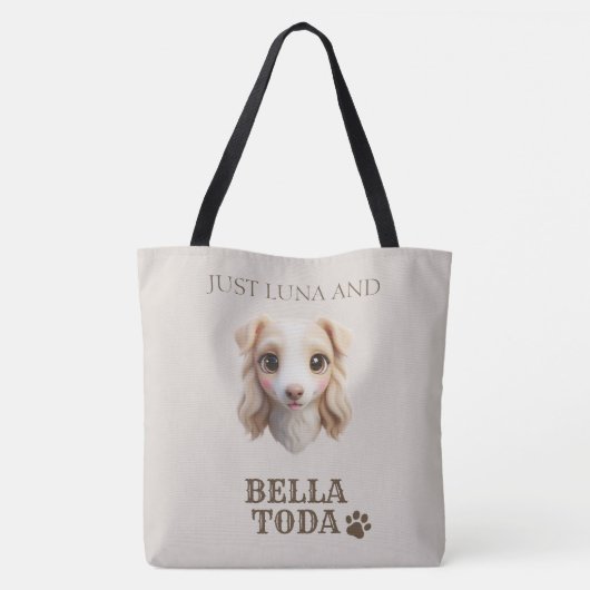 Personalized Chibi Dog & Owner Name Tote Bag (Achterkant)