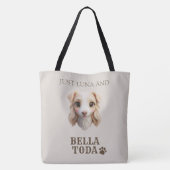 Personalized Chibi Dog & Owner Name Tote Tote Bag (Achterkant)