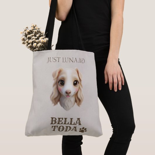 Personalized Chibi Dog & Owner Name Tote Tote Bag (Dichtbij)