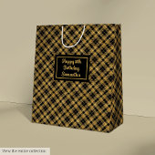Personalized Chic Black Gold Party Gift Bag Medium Cadeauzakje