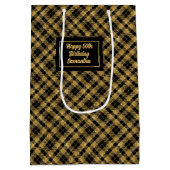 Personalized Chic Black Gold Party Gift Bag Medium Cadeauzakje (Achterkant)