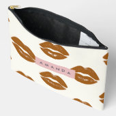 Personalized Chic Brown Lip Print Design Etui (Open)