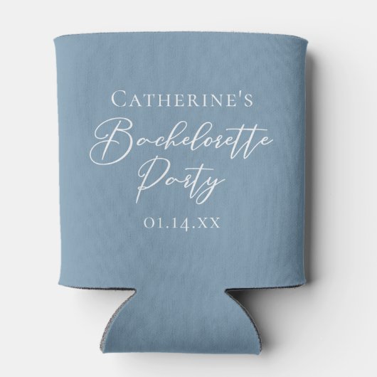 Personalized Chic Dusty Blue Bachelorette Party Blikjeskoeler (Achterkant)