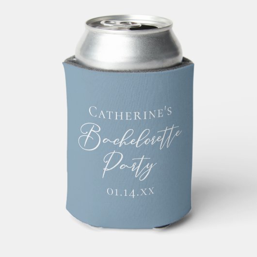 Personalized Chic Dusty Blue Bachelorette Party Blikjeskoeler (Blikje Achterkant)