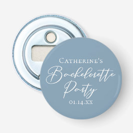 Personalized Chic Dusty Blue Bachelorette Party Button Flesopener