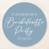 Personalized Chic Dusty Blue Bachelorette Party Ronde Kartonnen Onderzetter (Voorkant)
