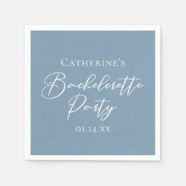 Personalized Chic Dusty Blue Bachelorette Party Servet