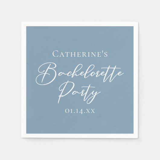 Personalized Chic Dusty Blue Bachelorette Party Servet (Voorkant)