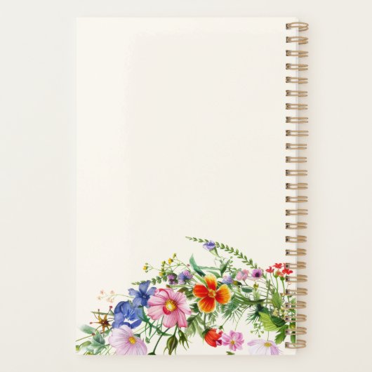 Personalized Chic Elegant Wildflower Planner (Achterkant)
