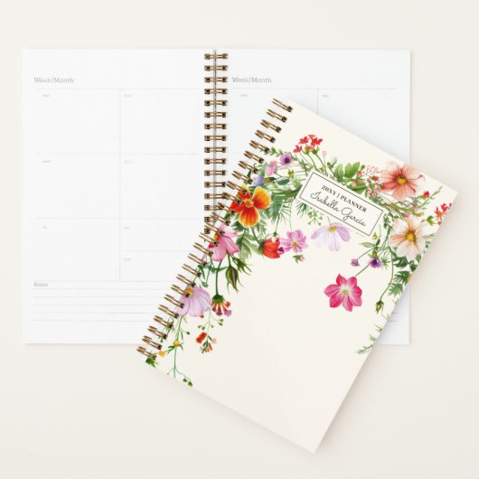 Personalized Chic Elegant Wildflower Planner (Display)