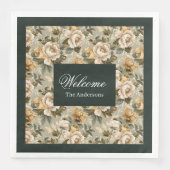 Personalized Chic Napkins Green Gold Botanical Servet (Voorkant)
