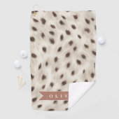 Personalized Chic Neutral Leopard Animal Print Golfhanddoek (Insitu)