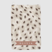 Personalized Chic Neutral Leopard Animal Print Golfhanddoek (Voorkant)