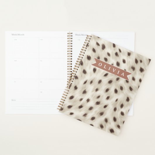 Personalized Chic Neutral Leopard Animal Print Planner (Display)