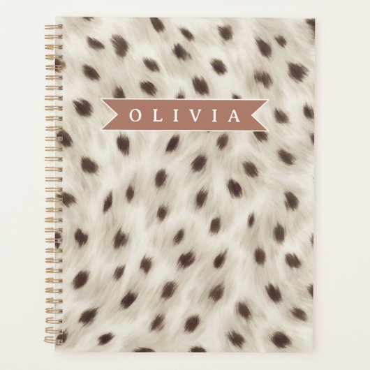 Personalized Chic Neutral Leopard Animal Print Planner (Voorkant)
