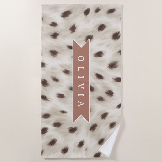 Personalized Chic Neutral Leopard Animal Print Strandlaken (Voorkant)