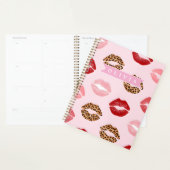 Personalized Chic Pink Leopart Print Lip Pattern Planner (Display)