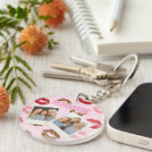 Personalized Chic Pink Leopart Print Lip Pattern Sleutelhanger (Voorkant Rechts)