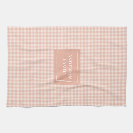 Personalized Chic Towel Pastel Coral Kitchen Decor Theedoek (Horizontaal)