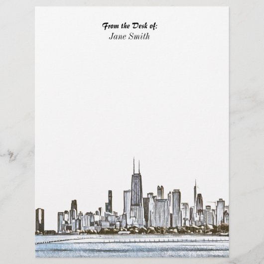 Personalized Chicago Skyline Letterhead Briefhoofd (Voorkant)