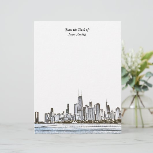Personalized Chicago Skyline Letterhead Briefhoofd (Staand voorkant)