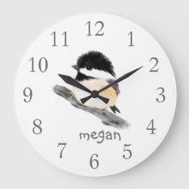 Personalized Chickadee Bird Wall Clock Grote Klok