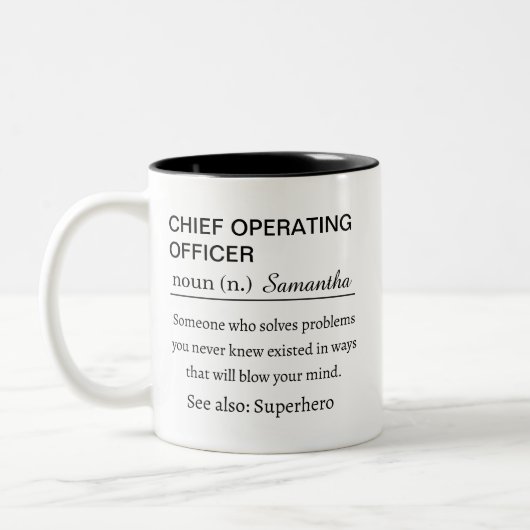 Personalized Chief Operating Officer Definition Tweekleurige Koffiemok (Links)