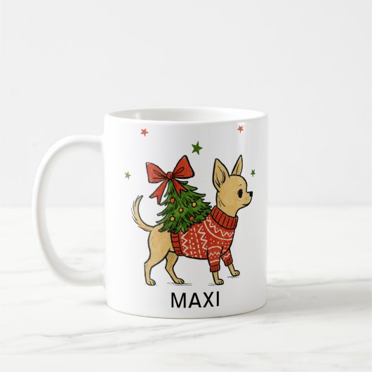 Personalized Chihuahua Christmas Tree Dog Koffiemok (Links)