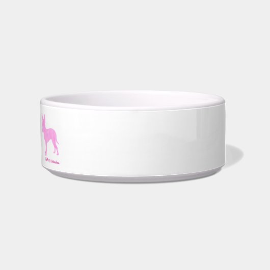Personalized Chihuahua Pet Bowl Pink Silhouette Voerbakje (Rechts)