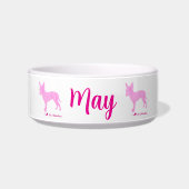 Personalized Chihuahua Pet Bowl Pink Silhouette Voerbakje (Voorkant)