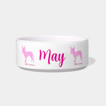 Personalized Chihuahua Pet Bowl  Pink Silhouette 