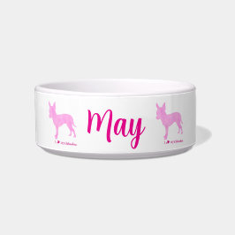 Personalized Chihuahua Pet Bowl  Pink Silhouette  Voerbakje