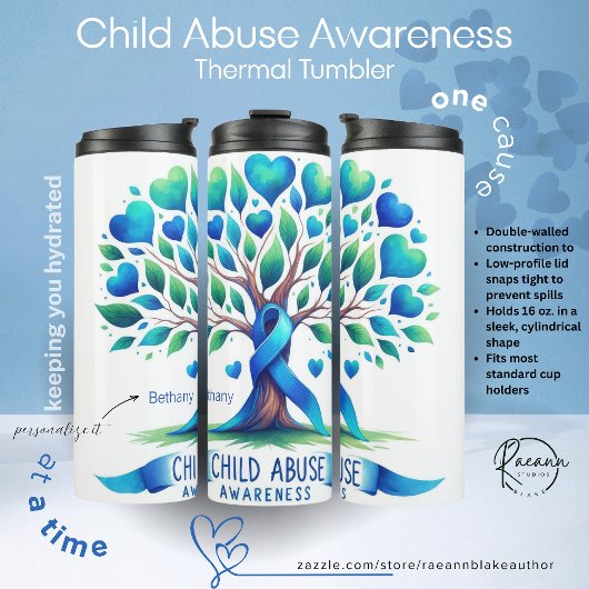 Personalized Child Abuse Awareness Thermal Tumbler Thermosbeker