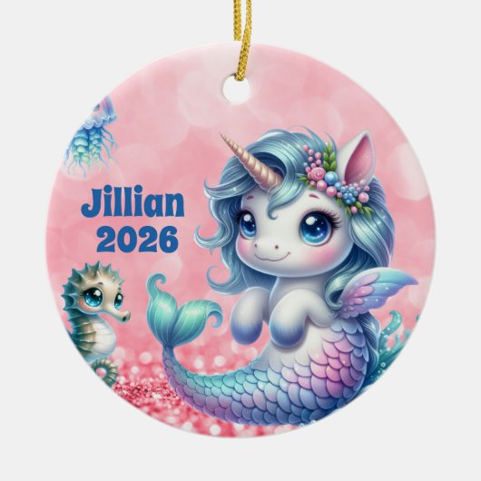 Personalized Child Name Unicorn Ornament (Voorkant)