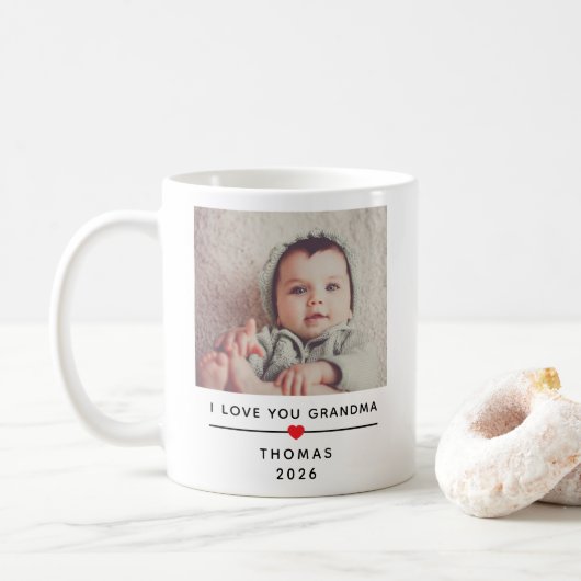 Personalized Child Photo Mug for Grandma with Name Koffiemok (Met donut)