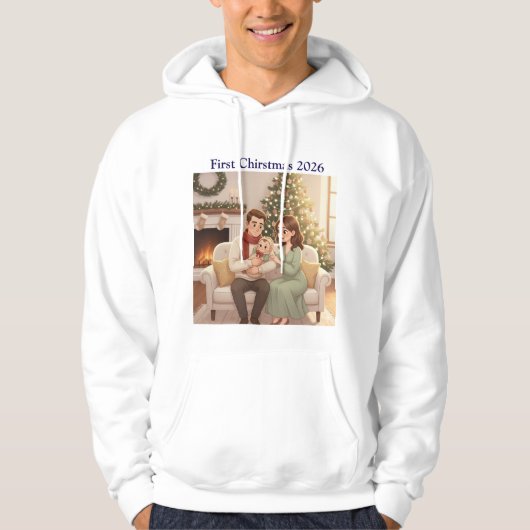 Personalized Child’s First Christmas Hoodie – Men’ (Voorkant)