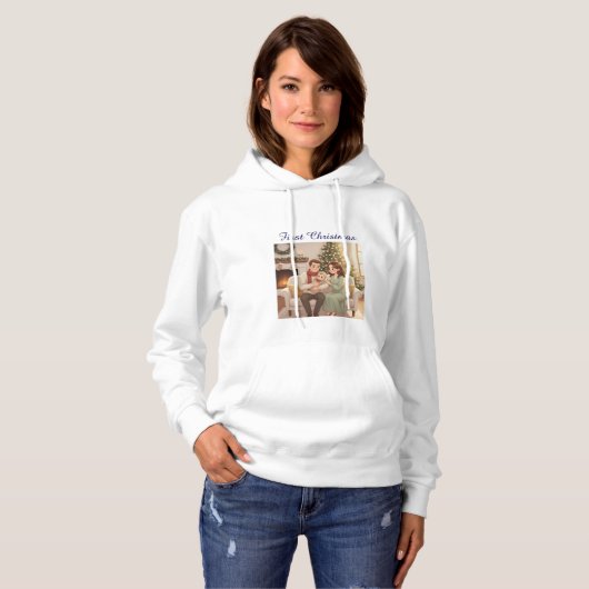 Personalized Child’s First Christmas Hoodie Women (Voorkant volledig)