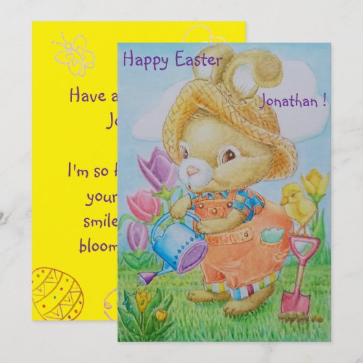 Personalized Children's Easter Greeting Card  Feestdagenkaart (Voorkant / Achterkant)