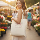 Personalized children's tote bag with bow