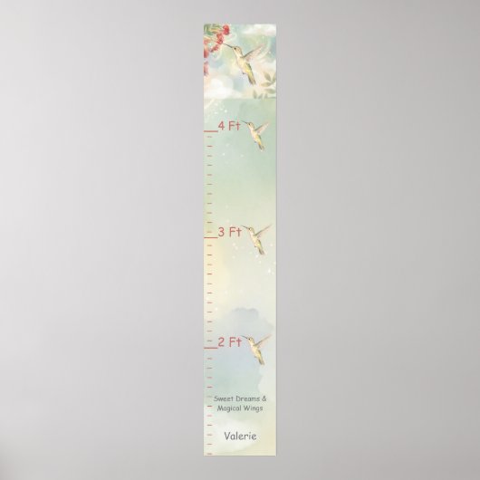 Personalized Child's Growth Chart Whimsical Wings  Poster (Voorkant)