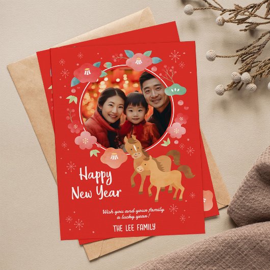 Personalized Chinese New Year Year Of Horse 2026 Feestdagenkaart
