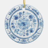 Personalized Chinoiserie Blue White Plates  Keramisch Ornament (Voorkant)