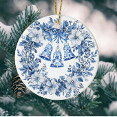 Personalized Chinoiserie Blue White Wreath Bells Keramisch Ornament