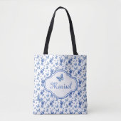 Personalized Chinoiserie Butterflies Flowers Tote Bag (Voorkant)